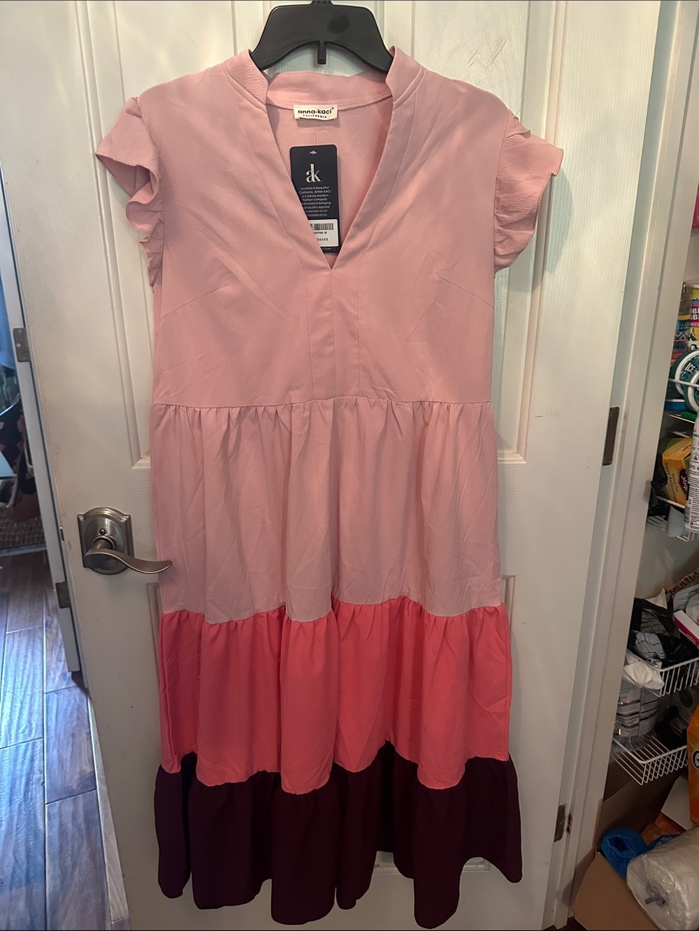 Anna Kaci Tiered Colorblock Dress Medium nwt